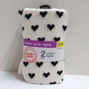 NWT 2 Pair 18-36M Wonder Nation Toddler Girls' Tights - 1 Hearts 1 Grey